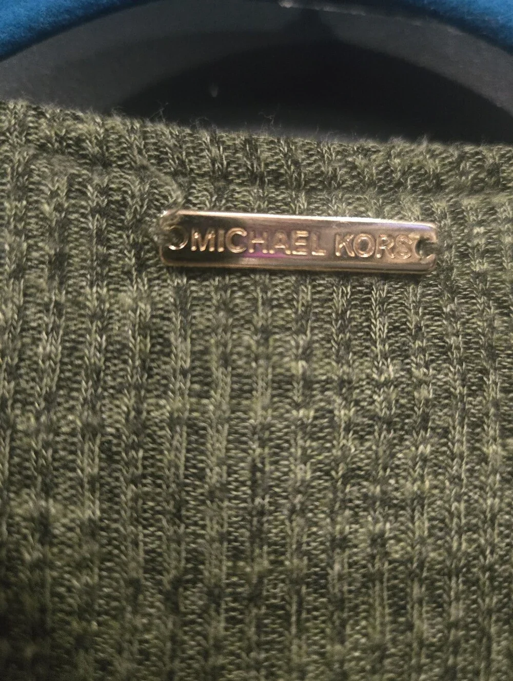 Ruched Tie Up Army Green V Neck Michael Kors Top XL